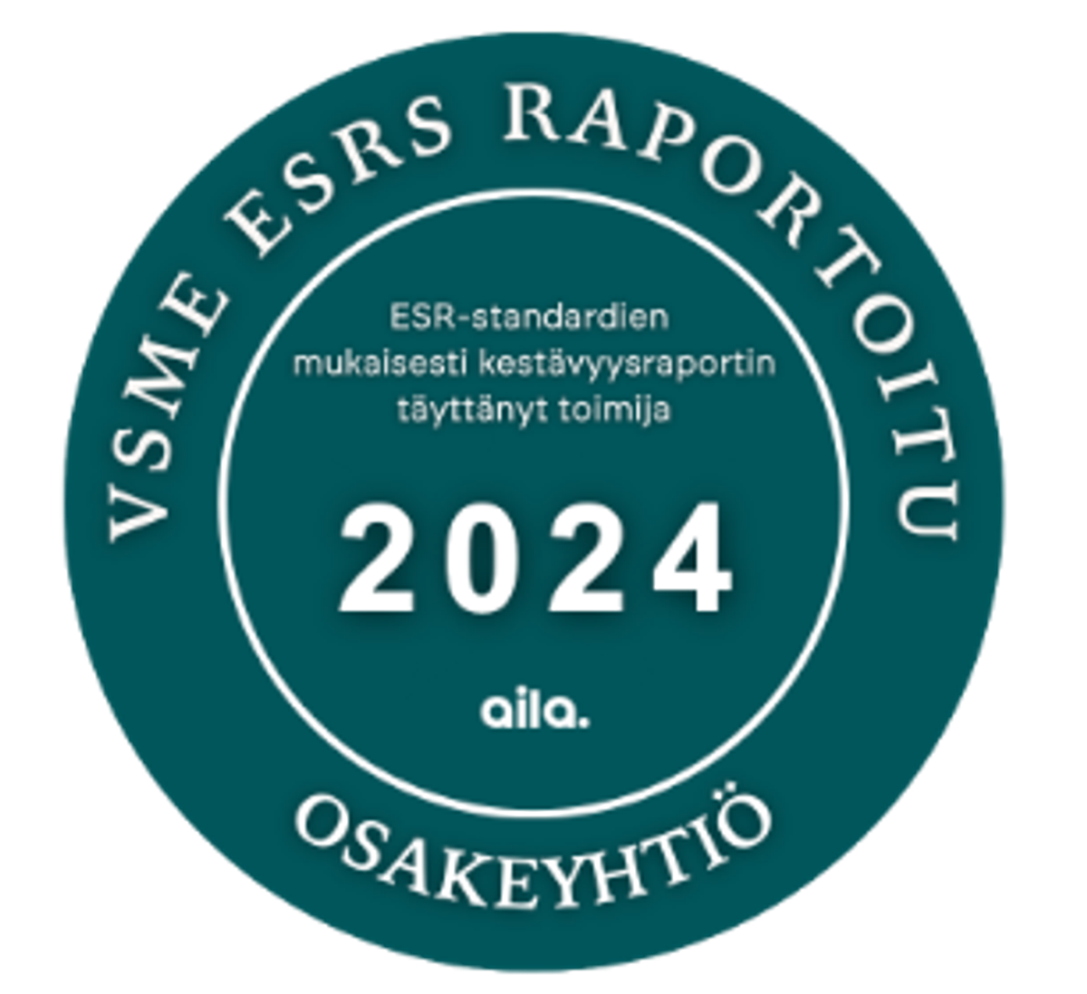 VSME ESRS-merkki. Kun VSME-raportti on valmis, voit ladata VSME ESRS -raportoitu merkin ja käyttää sitä esimerkiksi nettisivuillta ja muissa julkaisuissa.