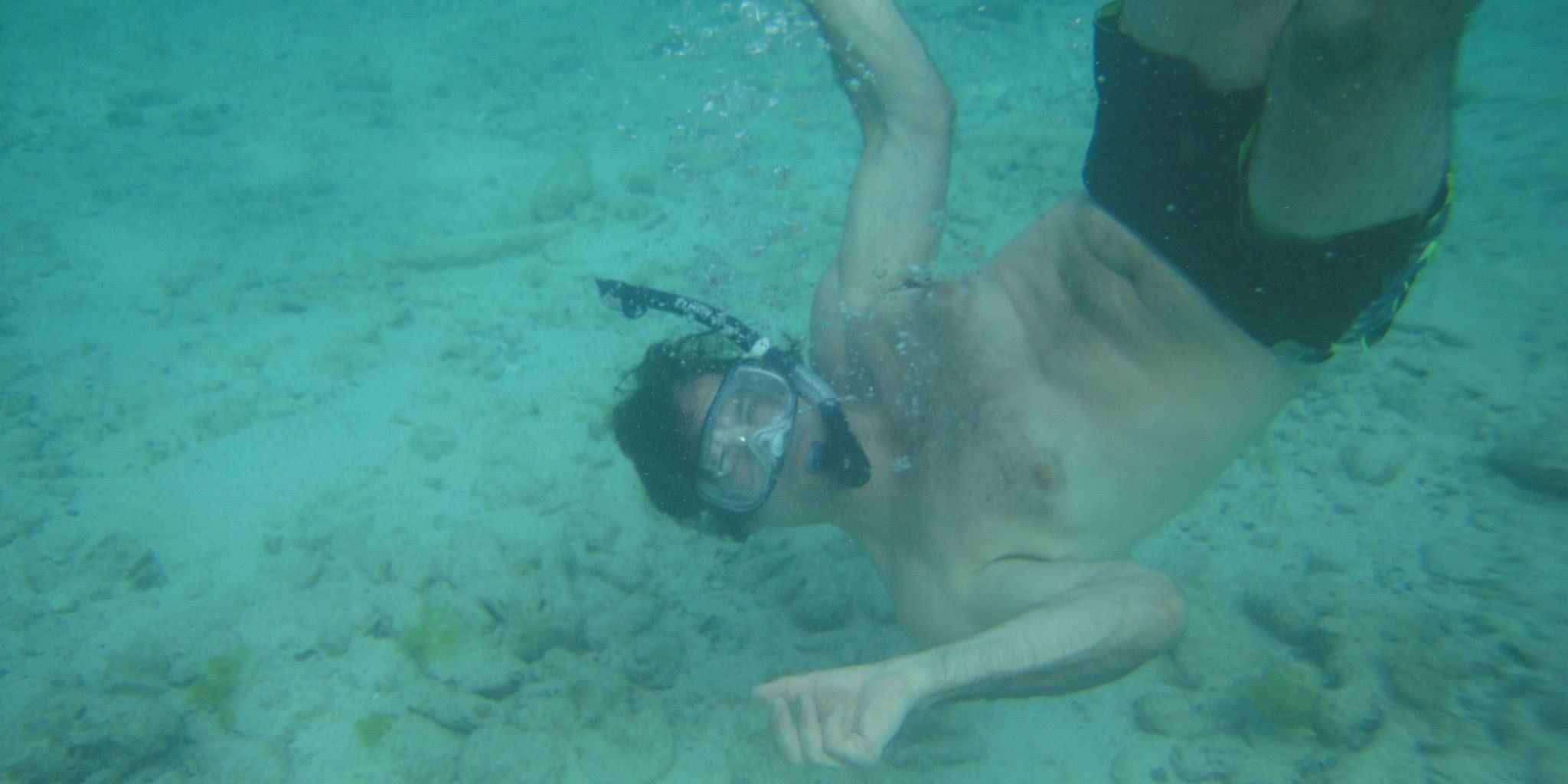 Curtis Krupp snorkeling in the Bahamas