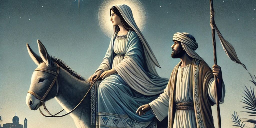 Mary & Joseph walking in the desert