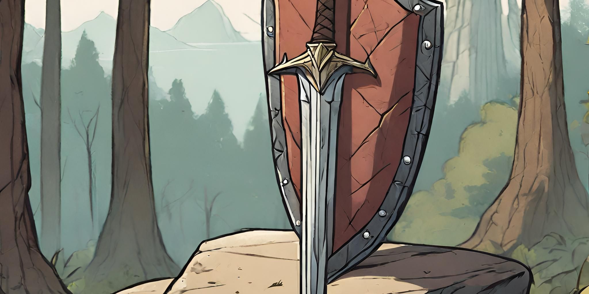 Sword & Shield on a rock