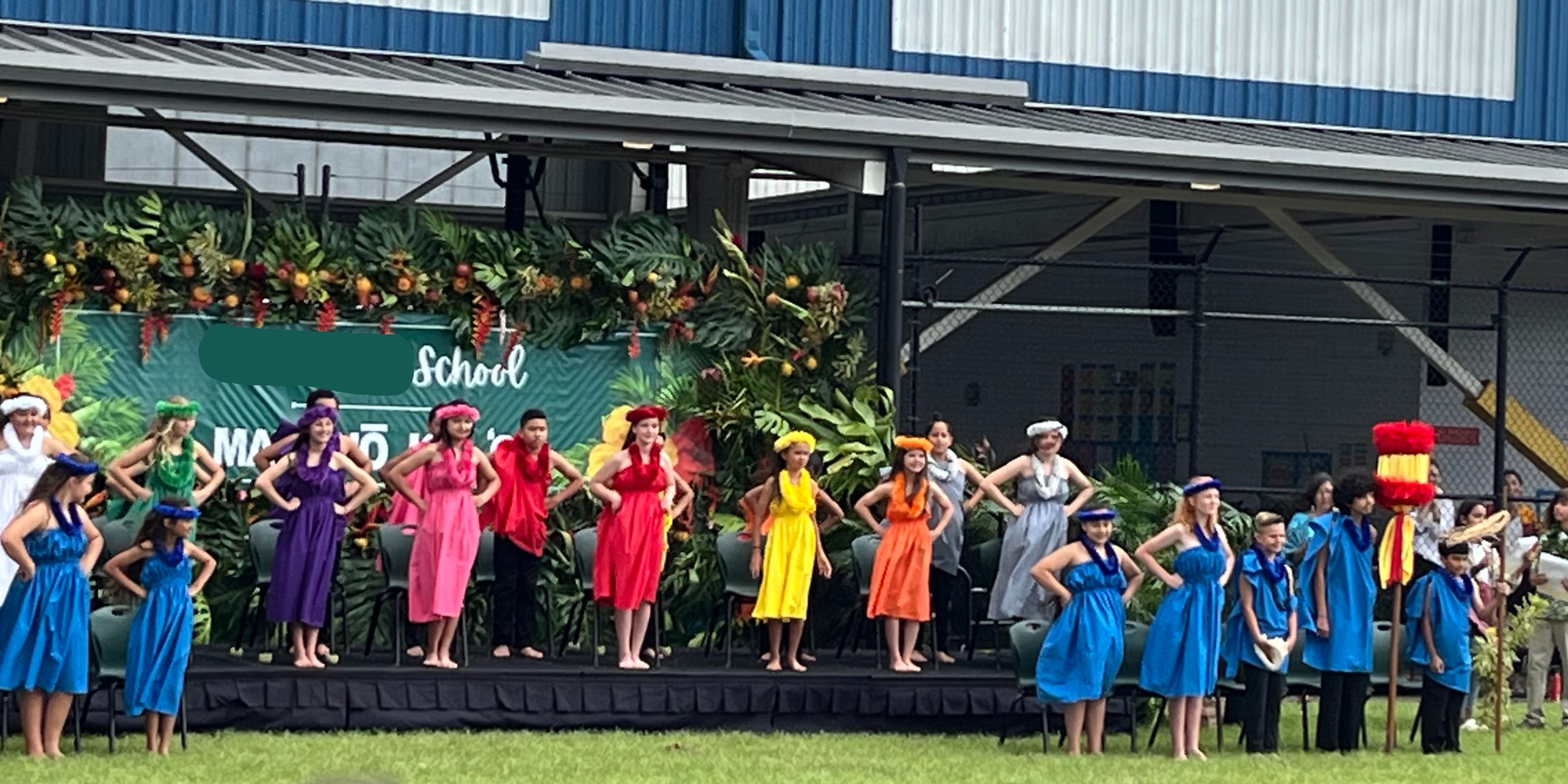 Hawaiian Lei Day celebration, children doing the Hula to honor tradition
