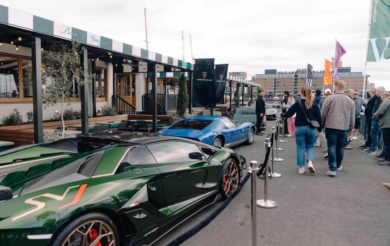 Green Lamborghini on display at the brand's 60th anniversary event in Auckland, event photography by Sonna Studios
