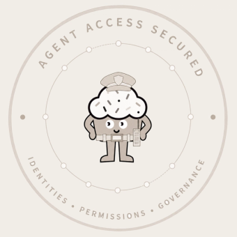 Cakewalk mascot in an Agent Access Secured badge