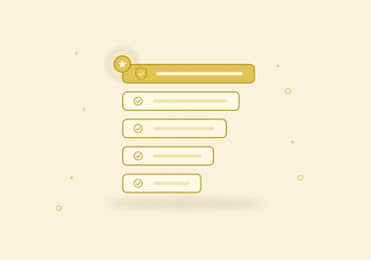 Cakewalk field-guide line-art illustration: a ranked list of five AI agent access control platforms, the top entry filled in gold with a shield check and crowned with a star, on a cream background.