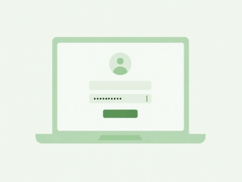 A laptop screen showing a sign-in form with a user avatar, an email field and a filled password field.