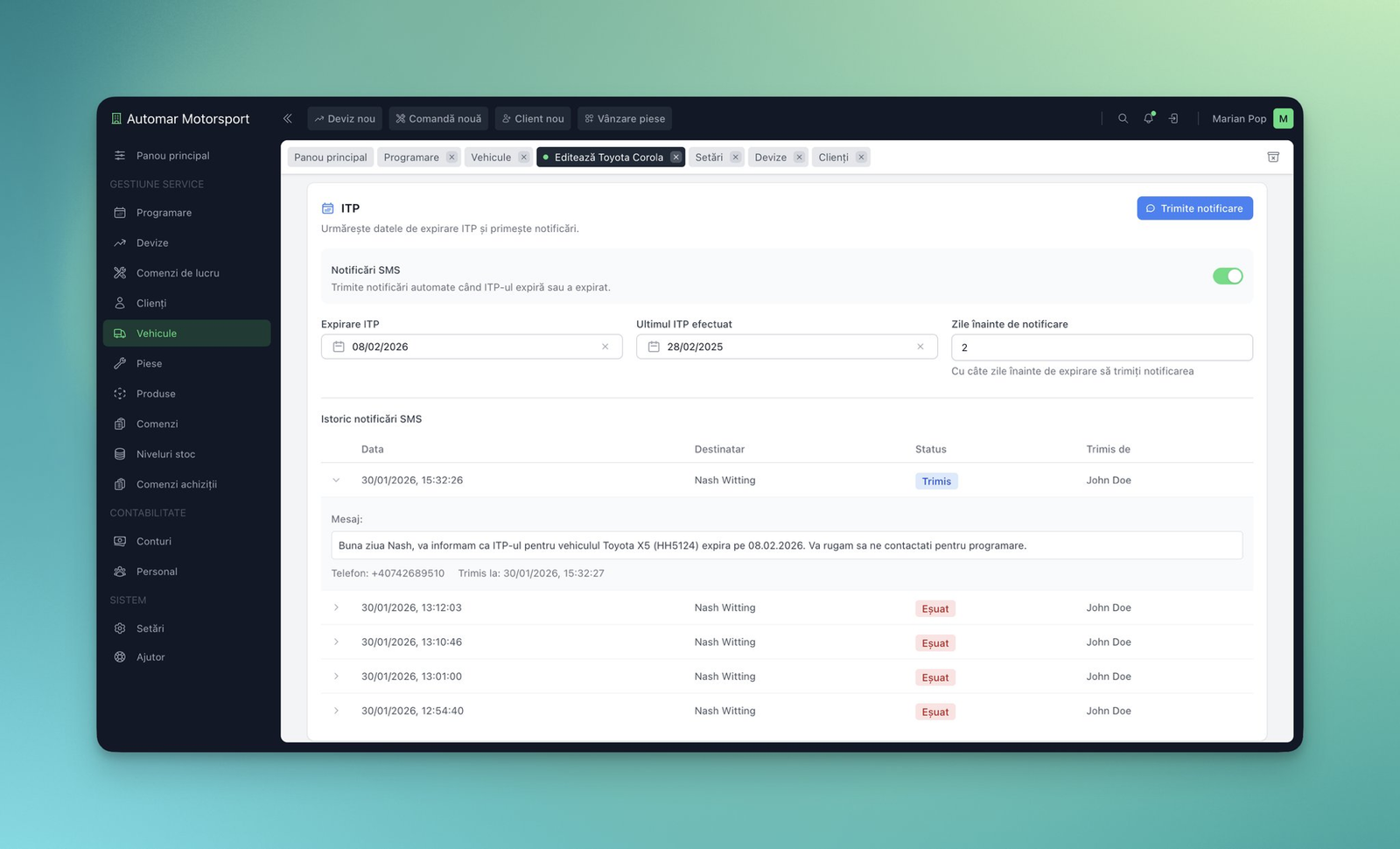 Garageflow MOT/ITP tracking module full view