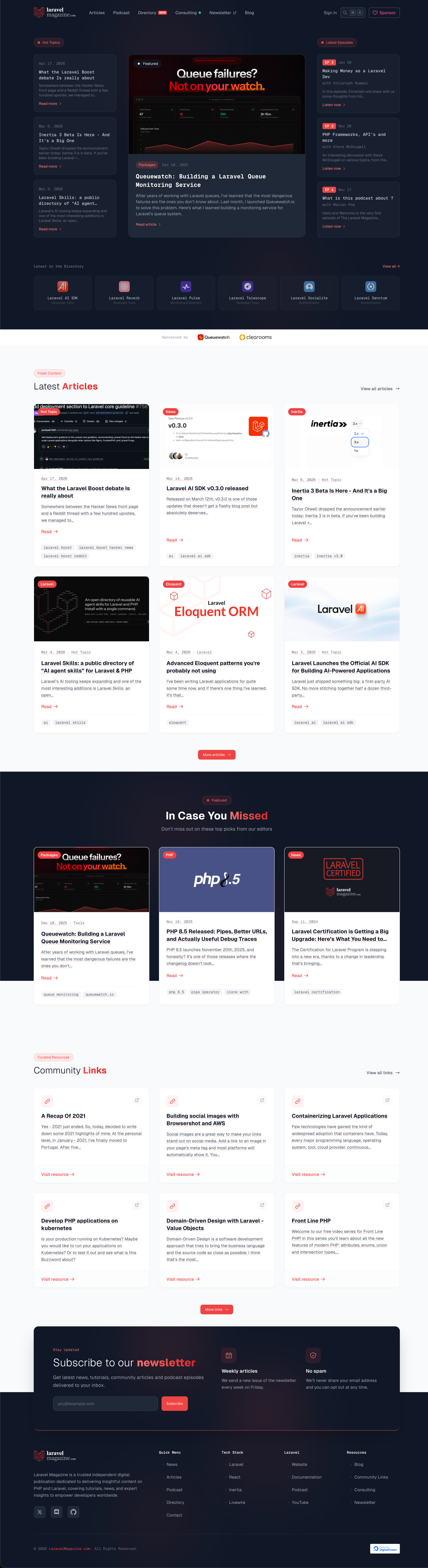 Laravel Magazine full homepage design