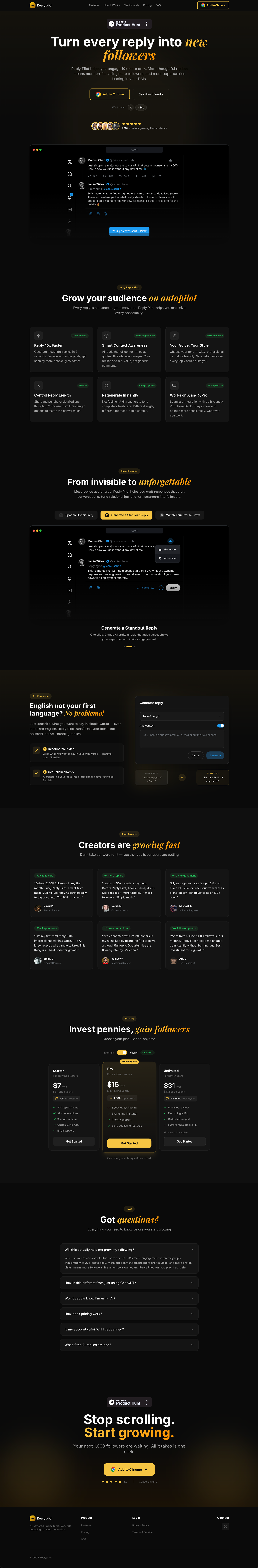 Reply Pilot full homepage design