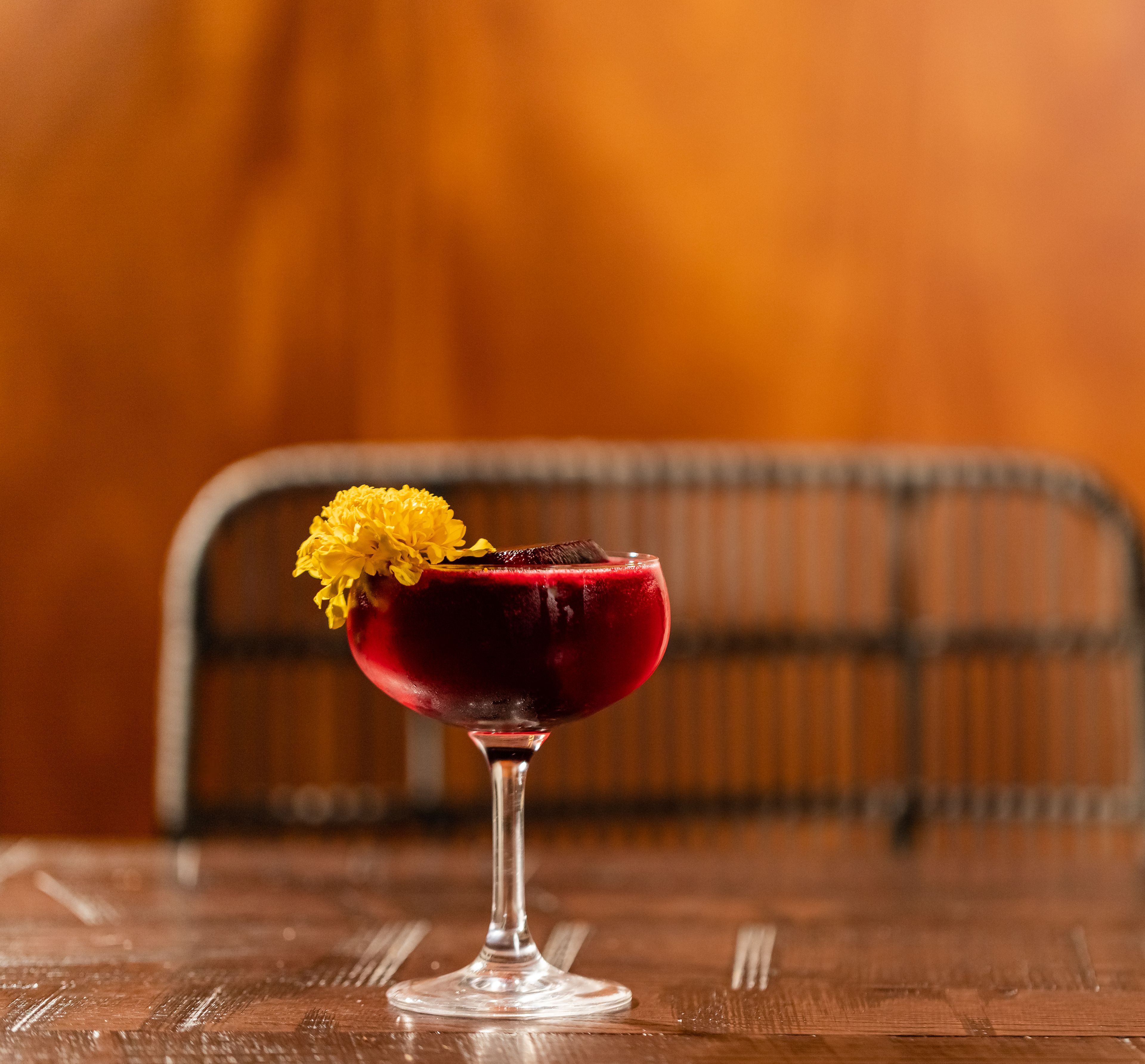 Red Cocktail with Flower