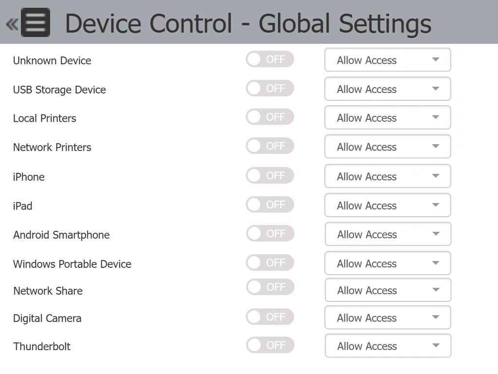 Comprehensive device and port control
