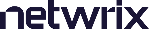 A purple netwrix logo on a black background
