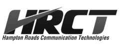 Un logotipo en blanco y negro para hrct sobre un fondo negro
