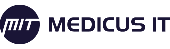 La palabra medicus est escrita en morado sobre un fondo negro
