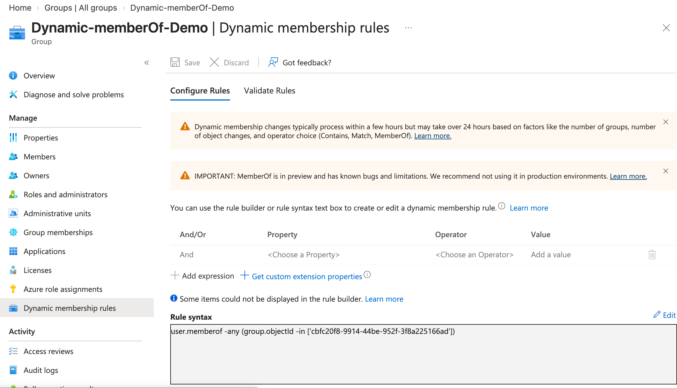 Dynamic memberof  membership rules
