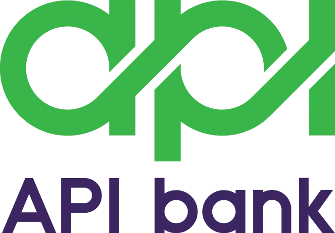 A green and purple logo for api bank