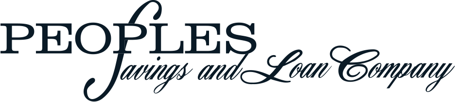 A blue logo for peoples savings and loan company