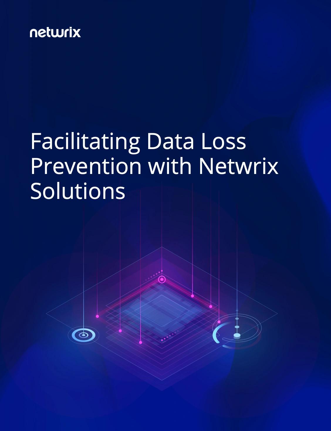 Umschlag fr ein netwrix dokument mit dem titel datenschutzverlustprvention mit netwrix solutions erleichtern mit einer abstrakten technischen grafik