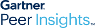A logo for gartner peer insights in blue on a black background