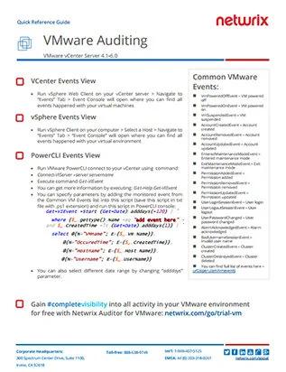 It is a quick reference guide for vmware auditing
