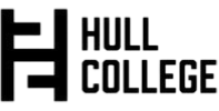 A black and white logo for hull college