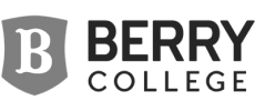 A black and white logo for b berry college