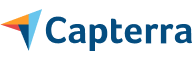 A pixel art logo for capterra with a blue arrow