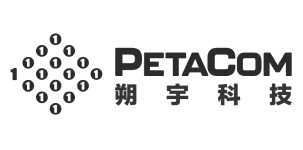 A black and white logo for petacom with chinese characters