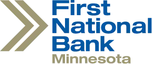 A pixel art of the first national bank logo