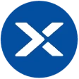 A blue circle with a white x on it