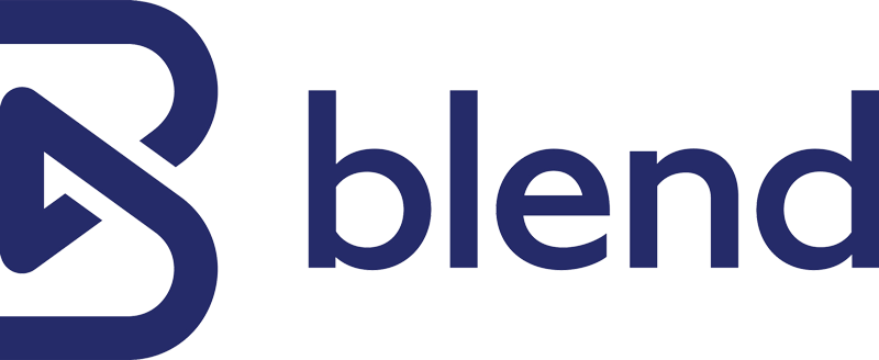 A blue blend logo on a black background