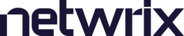 Un logo violet de netwrix sur un fond noir