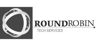 A black and white logo for roundrobin tech services