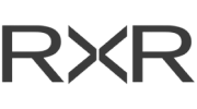 The word rxr is written in black on a black background