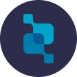 A pixel art icon of a blue square on a dark blue background