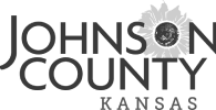 A black and white logo for johnson county kansas