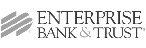 A black and white logo for enterprise bank and trust