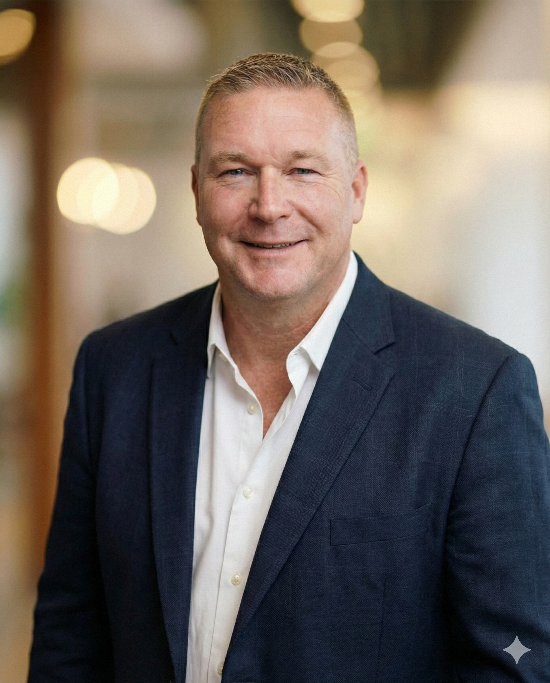 A man in a suit and white shirt