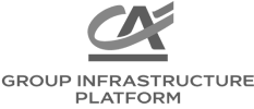 A group infrastructure platform logo on a black background