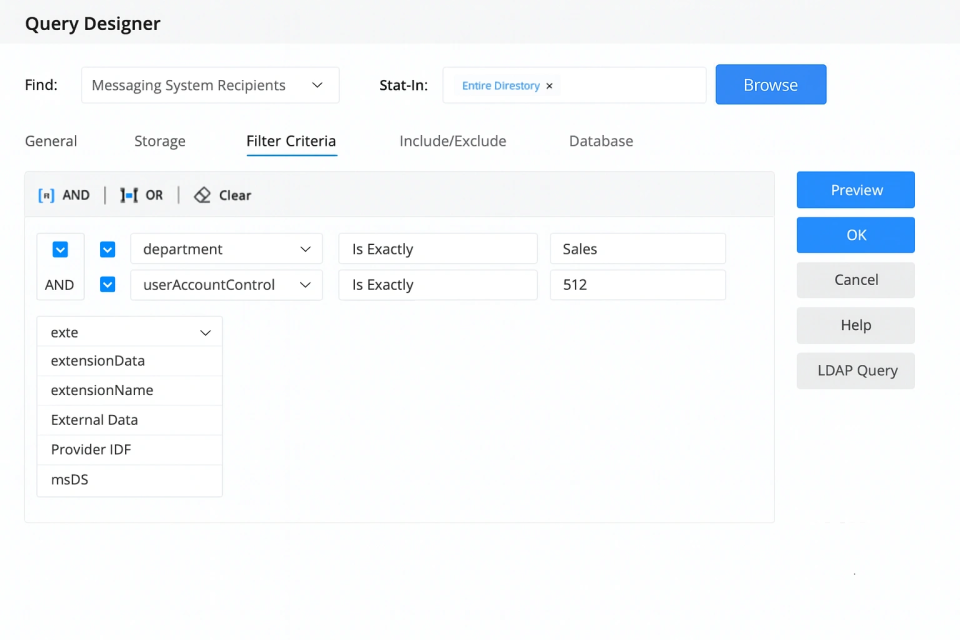 A screenshot of the query designer window
