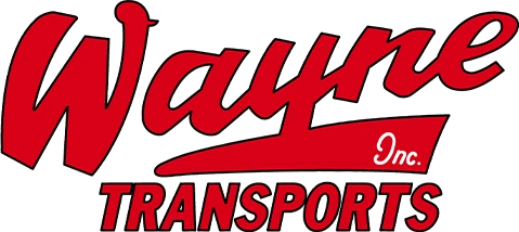 A red and white logo for wayne inc transportation