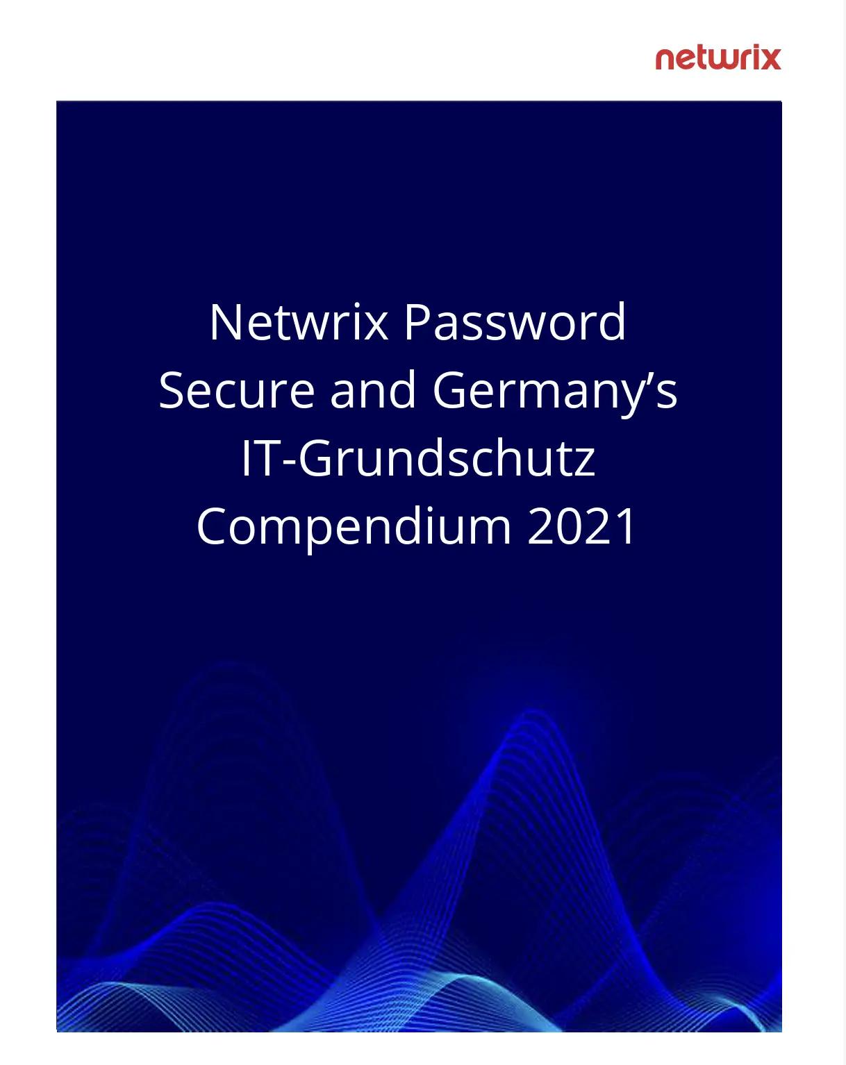 Cover for netwrix password secure and germanys it grundschutz compendium 2021 document with netwrix logo