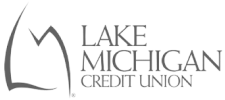 A black and white logo for lake michigan credit union