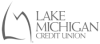 A black and white logo for lake michigan credit union