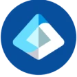 A blue circle with a white diamond in the middle