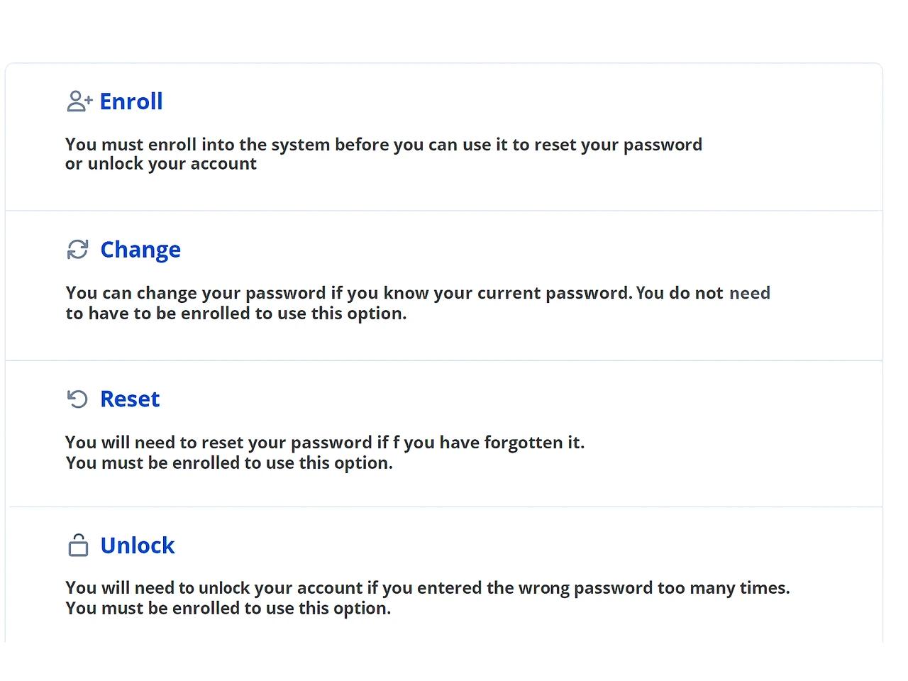 Secure self service password reset