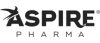 The aspire pharma logo is black and white on a black background