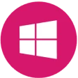 A pink circle with a white windows logo inside of it