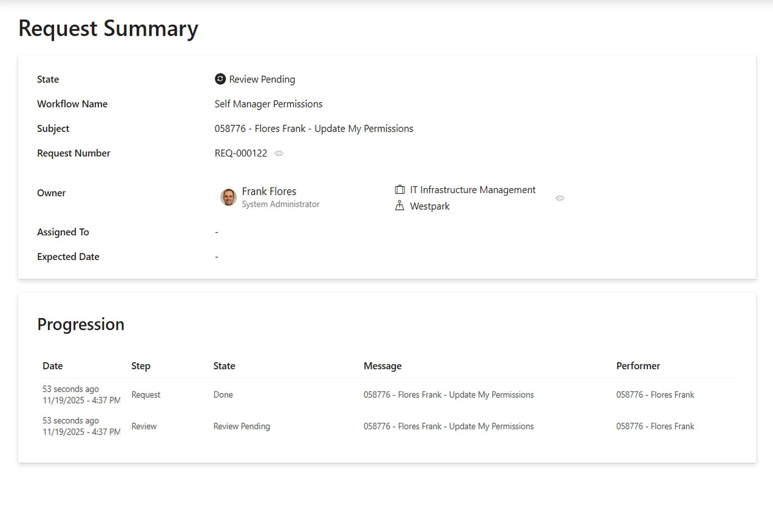 Self service access request portal