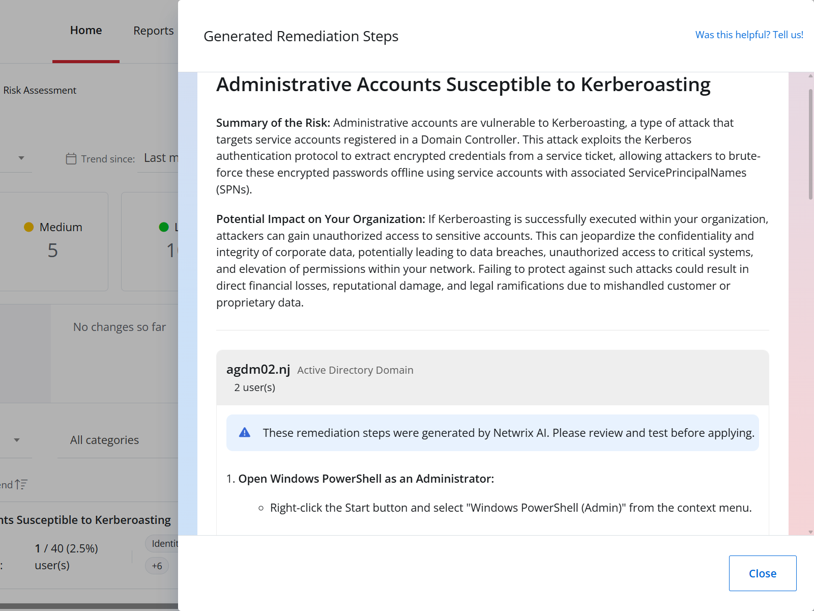 Ai powered risk remediation