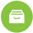 A green circle with a white envelope inside of it